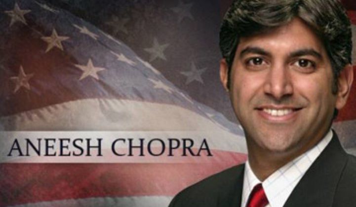 US CTO Aneesh Chopra, Champion of Consumer Energy Awareness, Resigns