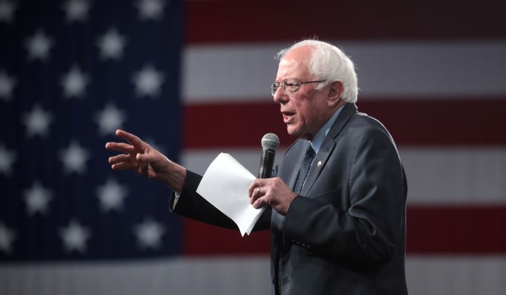 Green New Deal supporter Sen. Bernie Sanders has emerged as the Democratic frontrunner.