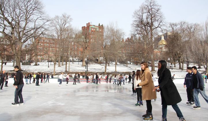 The Boston Common in wintertime. Utility Eversource is studying geothermal technologies for low-carbon heating.