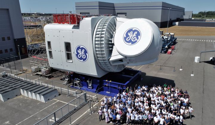 The first Haliade-X off the production line is set for field testing in Rotterdam. (Credit: GE)
