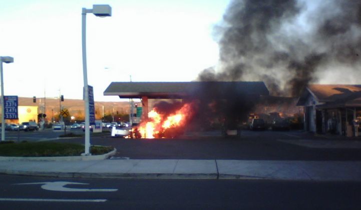 EV-Related Fires Ignite Media Firestorm; Gas Stations Burn Ignored