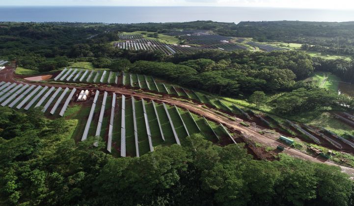 On a patch of rolling hills near Kauai's southern coast, solar panels and batteries work to offset fossil fuel usage.