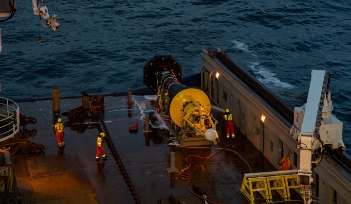 Ocean Power Technologies is operating a wave energy device for Italy's Eni in the Mediterranean. (Photo: OPT)