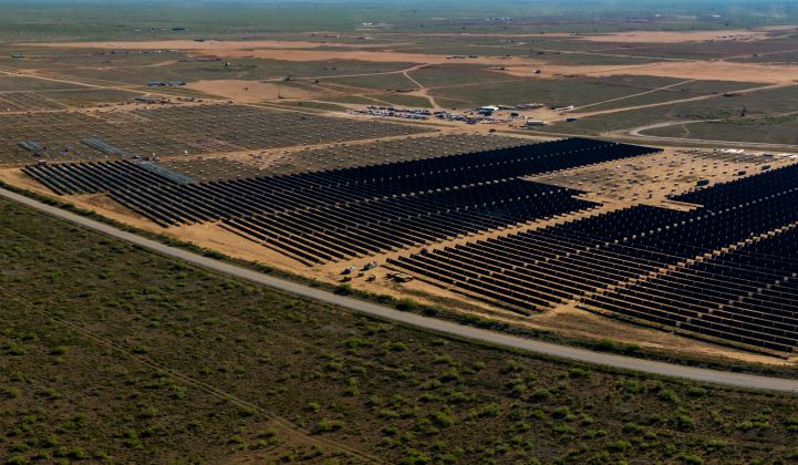 The Permian Energy Center is under construction in West Texas using JinkoSolar panels. (Photo: Orsted)