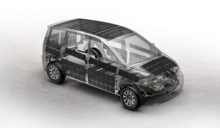 A rendering shows the location of the PV panels on the Sion's exterior. (Credit: Sono Motors)
