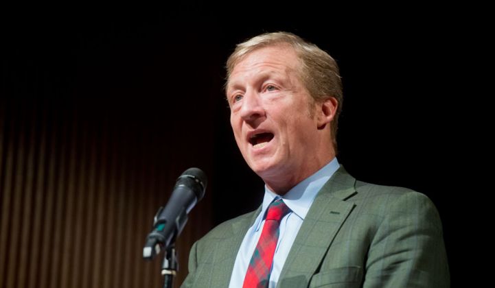 Billionaire Tom Steyer Calls on Candidates to Push for a 50% Renewables Policy