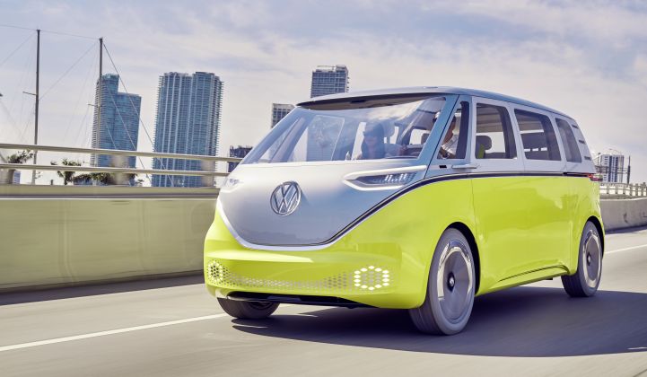 A reimagining of Volkswagen's classic camper van based on its electric drive platform. (Credit: VW)