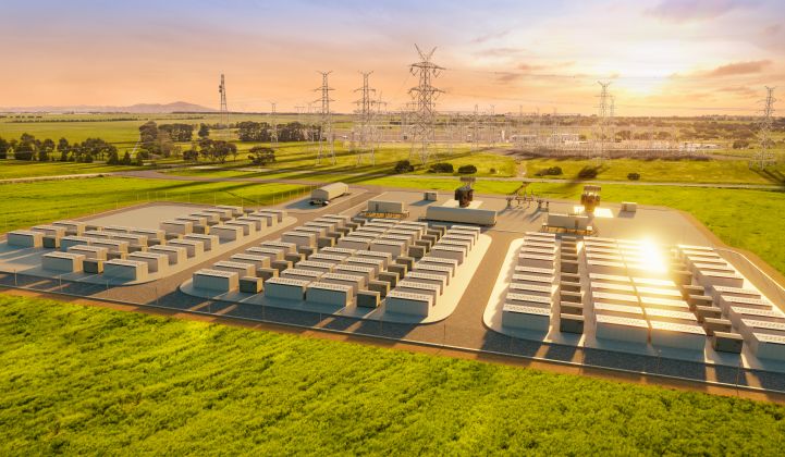 An artist's rendering of the Victorian Big Battery, which will assist power flows between two Australian states. (Credit: Neoen)