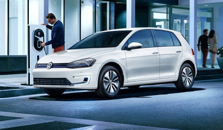 Volkswagen E-Golt plug-in electric vehicle with lithium ion battery.