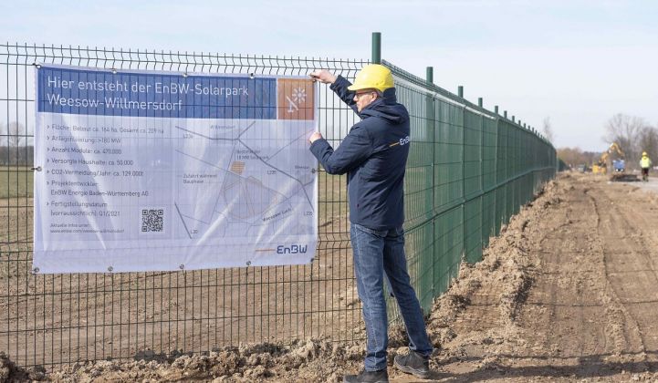 Germany's EnBW has not seen any COVID-19 impact on its Weesow-Willmersdorf solar project. (Credit: EnBW)