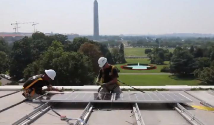 White House Finally Goes Solar; Obama Preaches Efficiency and Jobs at Wal-Mart