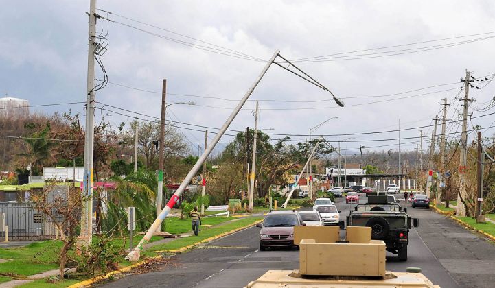 National guard presence in Loiza and Canóvanas after Hurricane Maria, showing power lines.