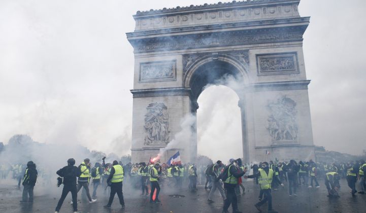French protesters don't like Macron's gas tax plan.