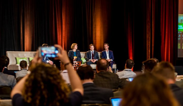 Greentech Media in action at the 2019 Solar Summit, one of our last live events before the pandemic put us all behind screens.