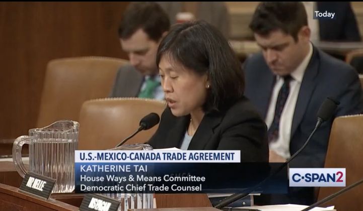 Tai has worked at USTR as associate general counsel and as the WTO's Chief Counsel for China Trade Enforcement. (Credit: C-SPAN)