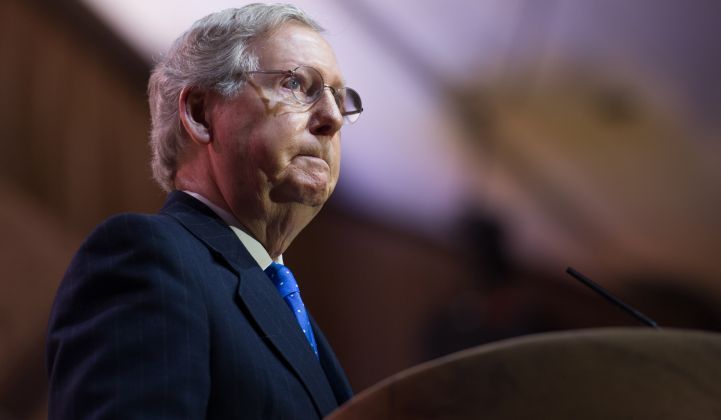 U.S. Sen. Mitch McConnell is likely to remain majority leader if Republicans retain control of the U.S. Senate, narrowing Democrats prospects for clean energy policy.