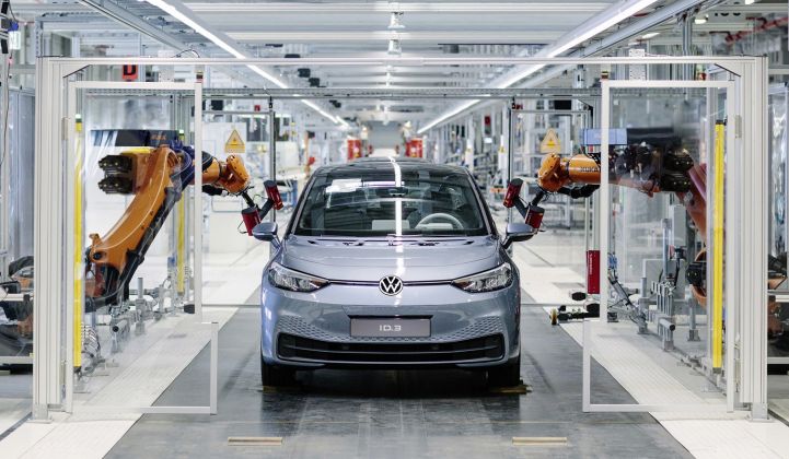 Production of Volkswagen's long-awaited ID.3 electric vehicle is now underway. (Credit: Volkswagen)