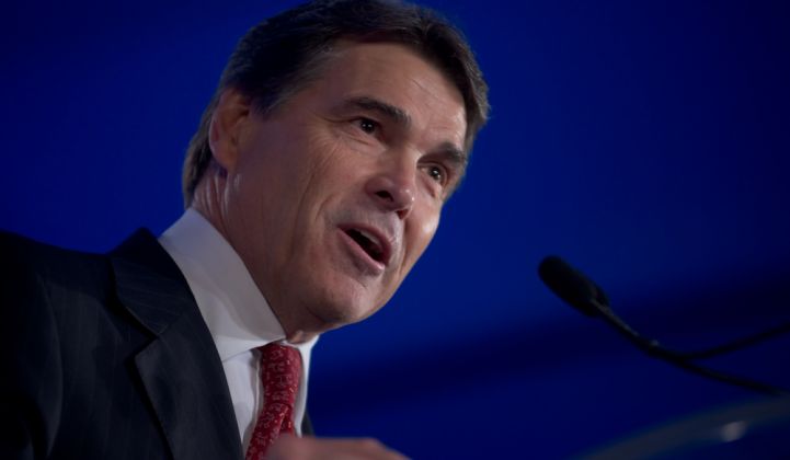 Rick Perry addresses the Republican Leadership Conference in June 2011.