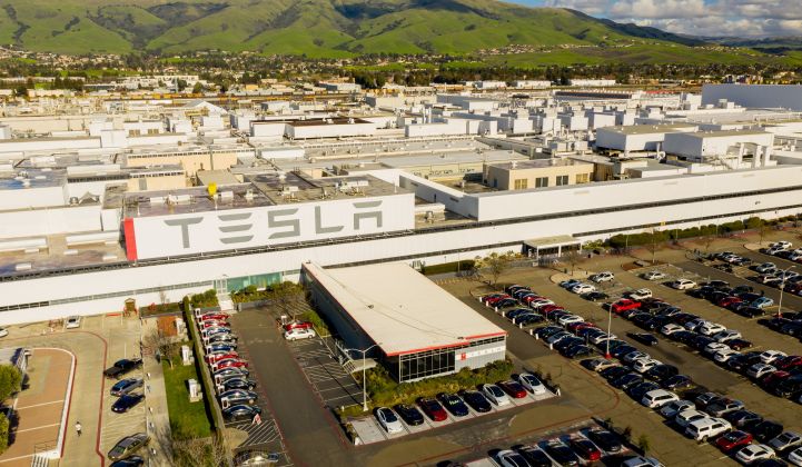 Tesla idled production last month at its EV factory in Fremont, California.