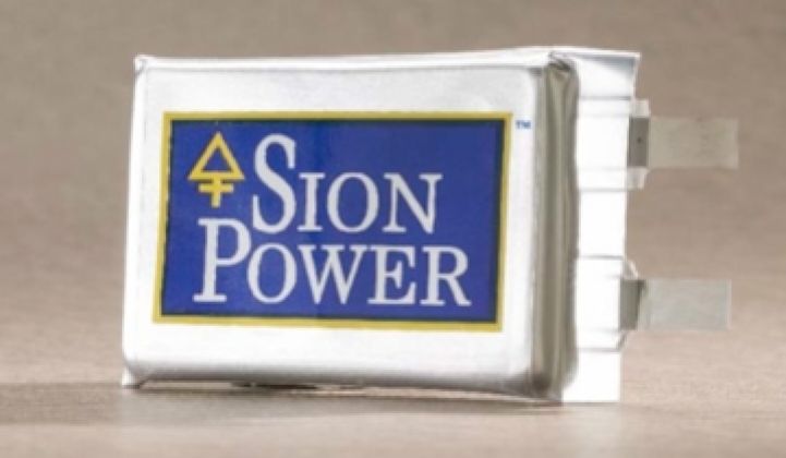 Sion Power: Self-Scrubbing Lithium-Sulfur Batteries